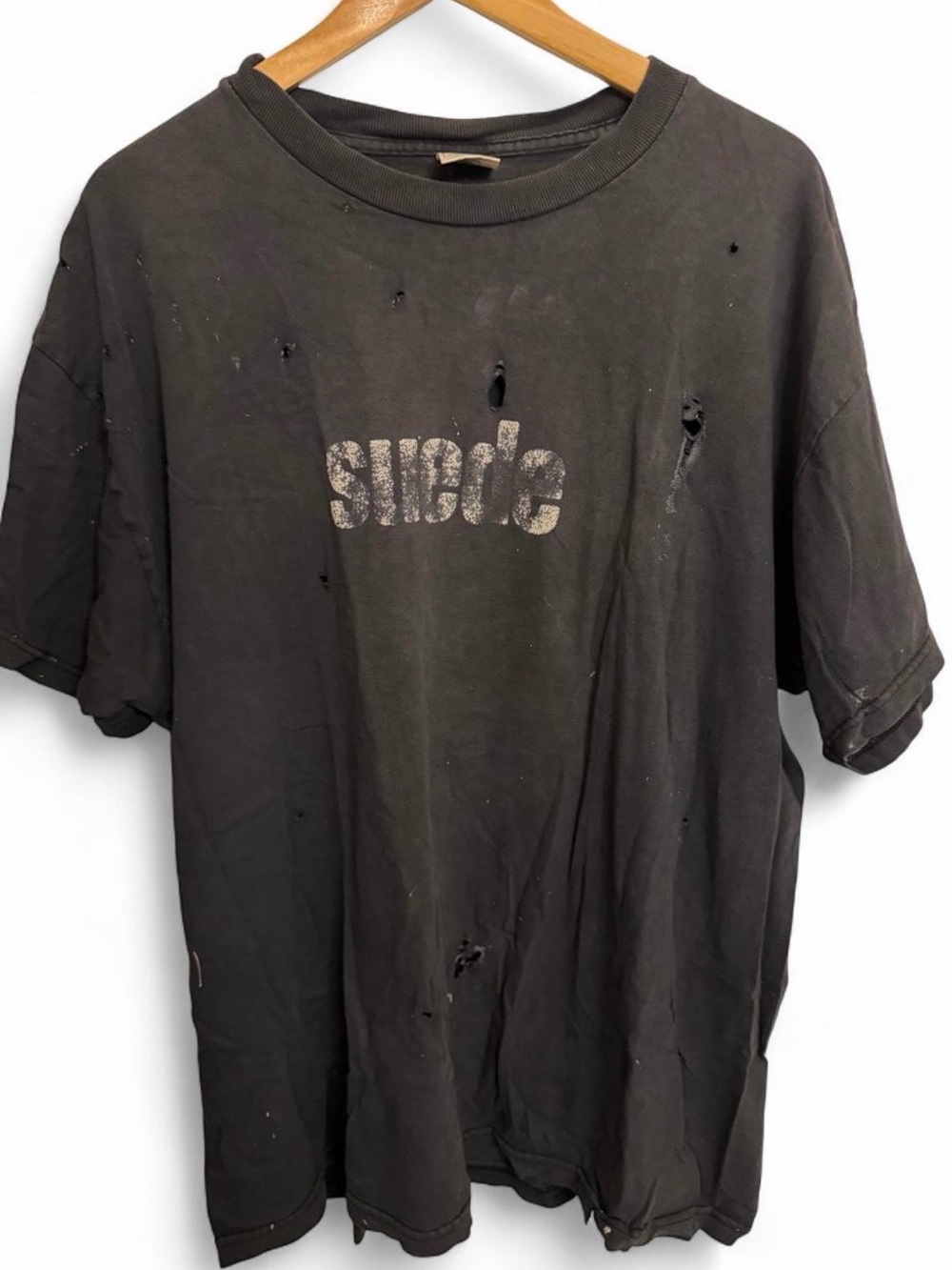 Distressed SUEDE-COMING UP TOUR tshirt